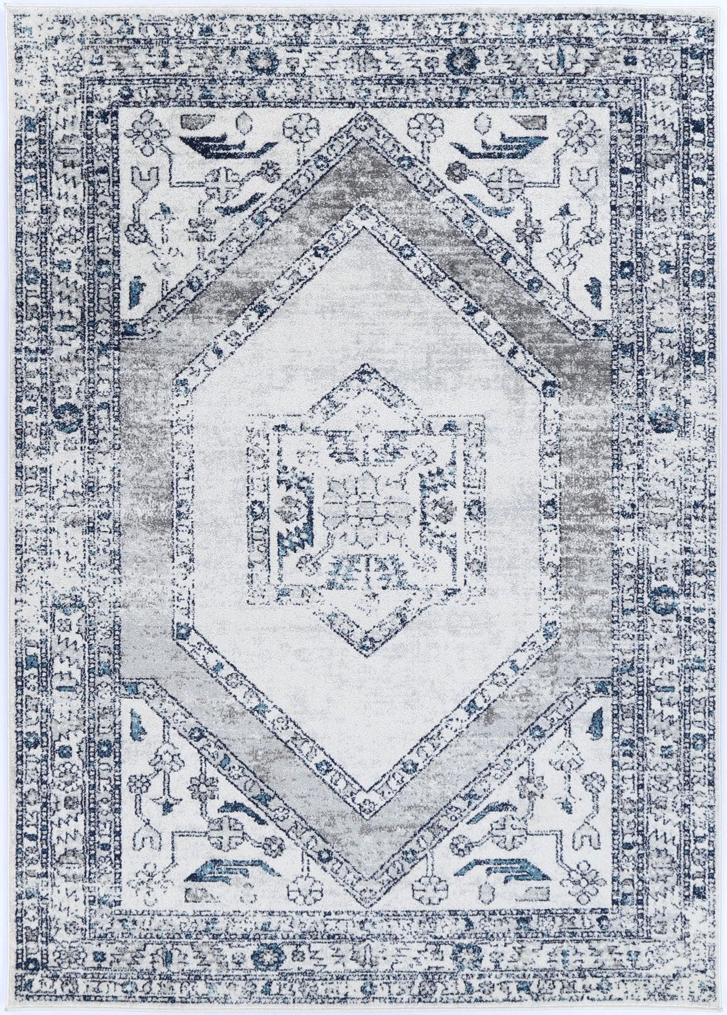 Ligures Navy Cream Ancient Rug 80X300cm - John Cootes