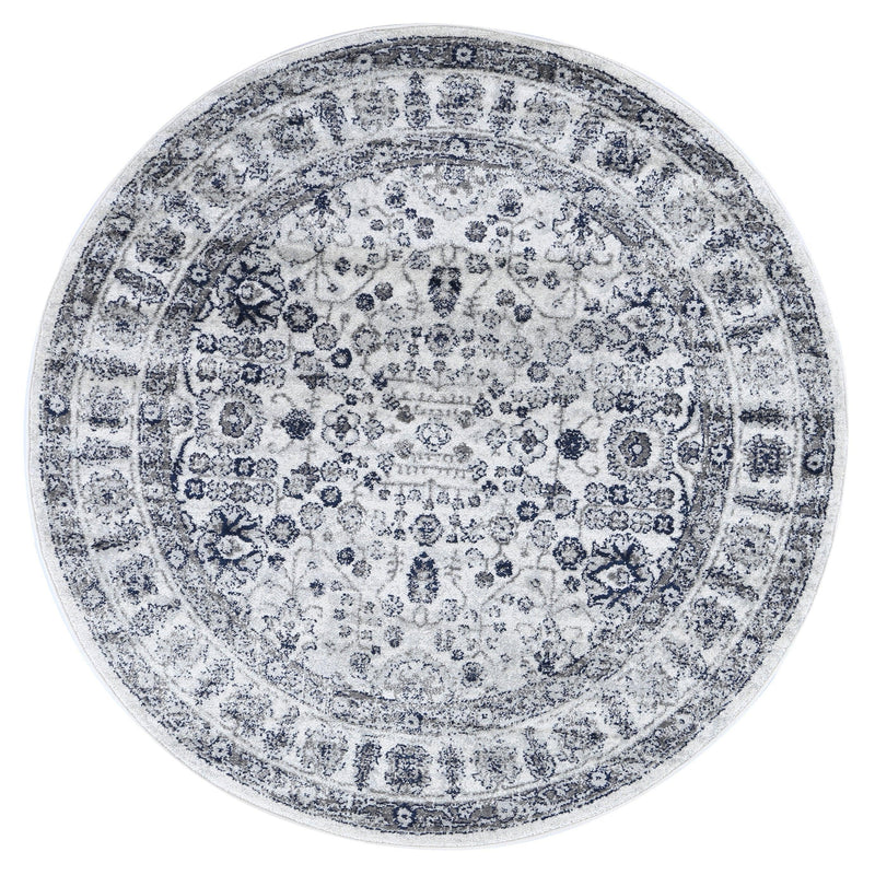 Ligures Navy Cream Traditional Rug 200X200cm Round - John Cootes