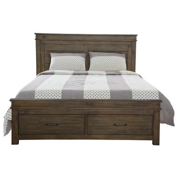 Lily Bed Frame Queen Size Timber Mattress Base With Storage Drawers -Rustic Grey - John Cootes