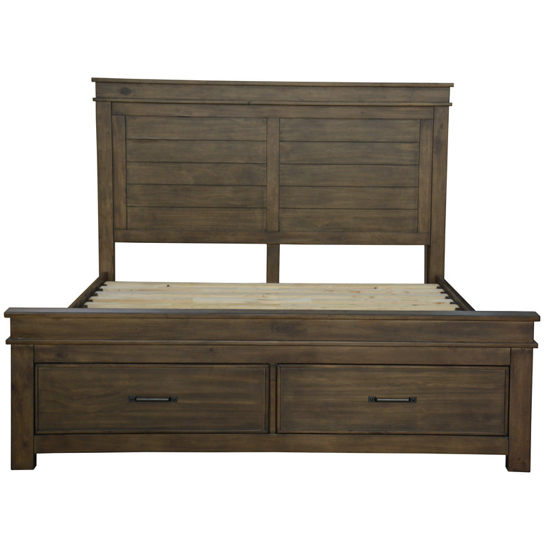 Lily Bed Frame Queen Size Timber Mattress Base With Storage Drawers -Rustic Grey - John Cootes