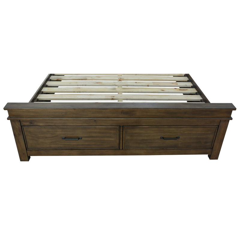 Lily Bed Frame Queen Size Timber Mattress Base With Storage Drawers -Rustic Grey - John Cootes