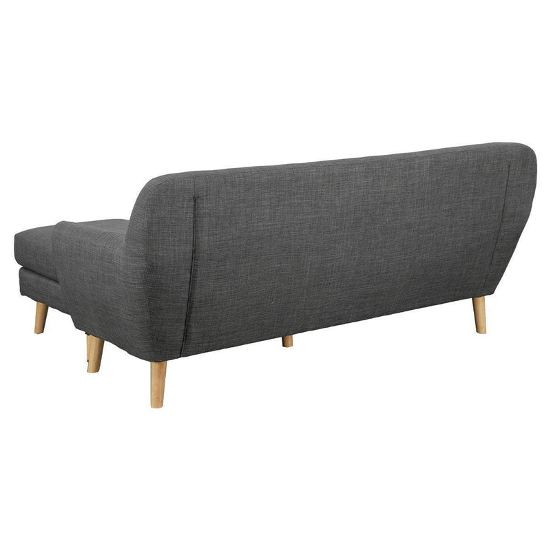 Linen Corner Sofa Couch Lounge L-shaped with Chaise - Dark Grey - John Cootes