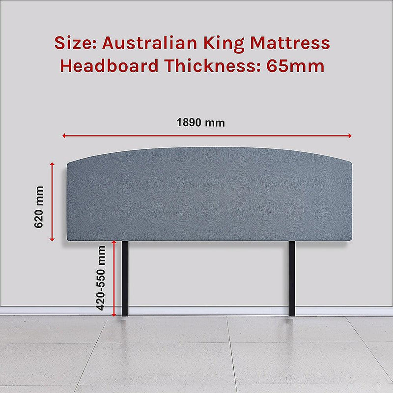 Linen Fabric King Bed Curved Headboard Bedhead - Berlin Blue - John Cootes