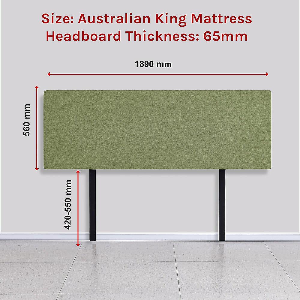 Linen Fabric King Bed Deluxe Headboard Bedhead - Olive Green - John Cootes