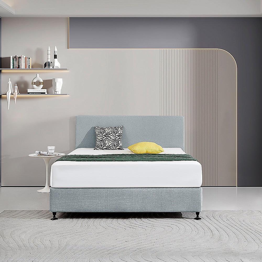 Linen Fabric Queen Bed Deluxe Headboard Bedhead - Stone Grey - John Cootes