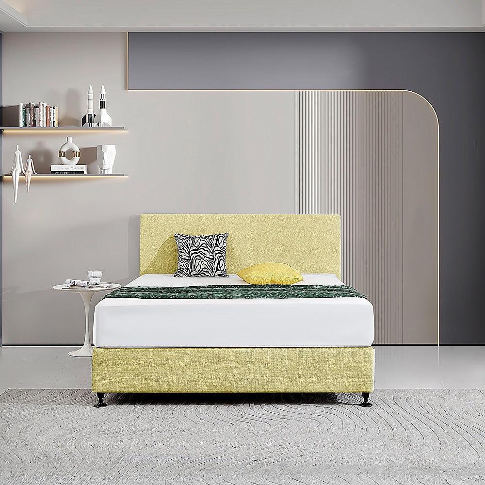 Linen Fabric Queen Bed Deluxe Headboard Bedhead - Sulfur Yellow - John Cootes