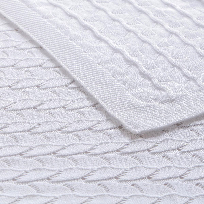 Little Gem Lyla White Cotton Baby Blanket 75 x 100 cm - John Cootes