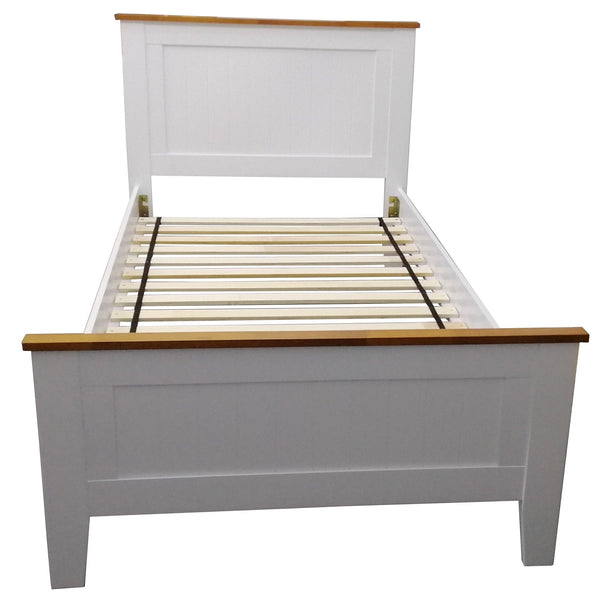 Lobelia Bed Frame King Single Size Mattress Base Solid Rubber Timber Wood -White - John Cootes