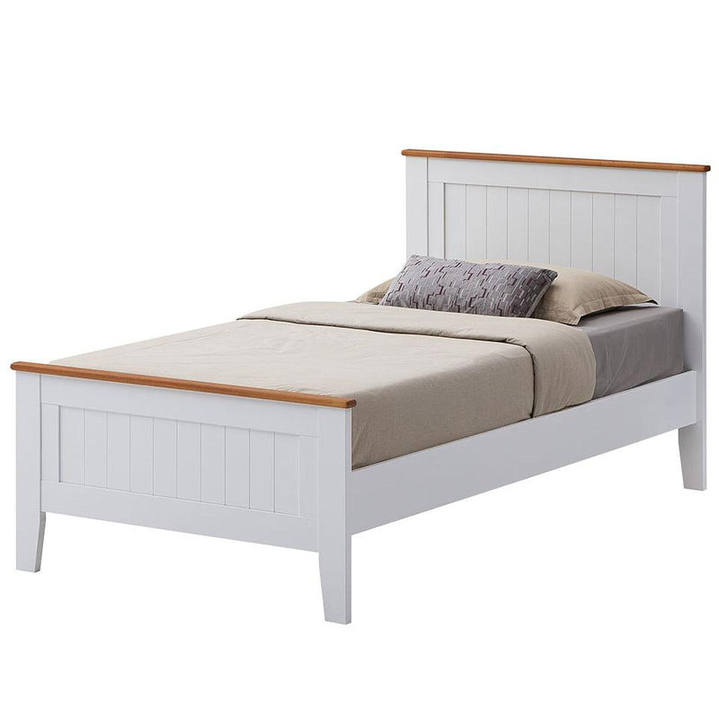 Lobelia Bed Frame King Single Size Mattress Base Solid Rubber Timber Wood -White - John Cootes