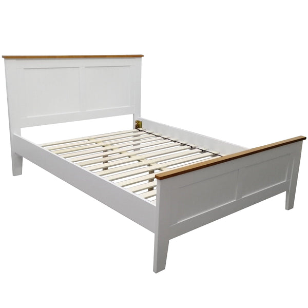 Lobelia Bed Frame Queen Size Mattress Base Solid Rubber Timber Wood - White - John Cootes