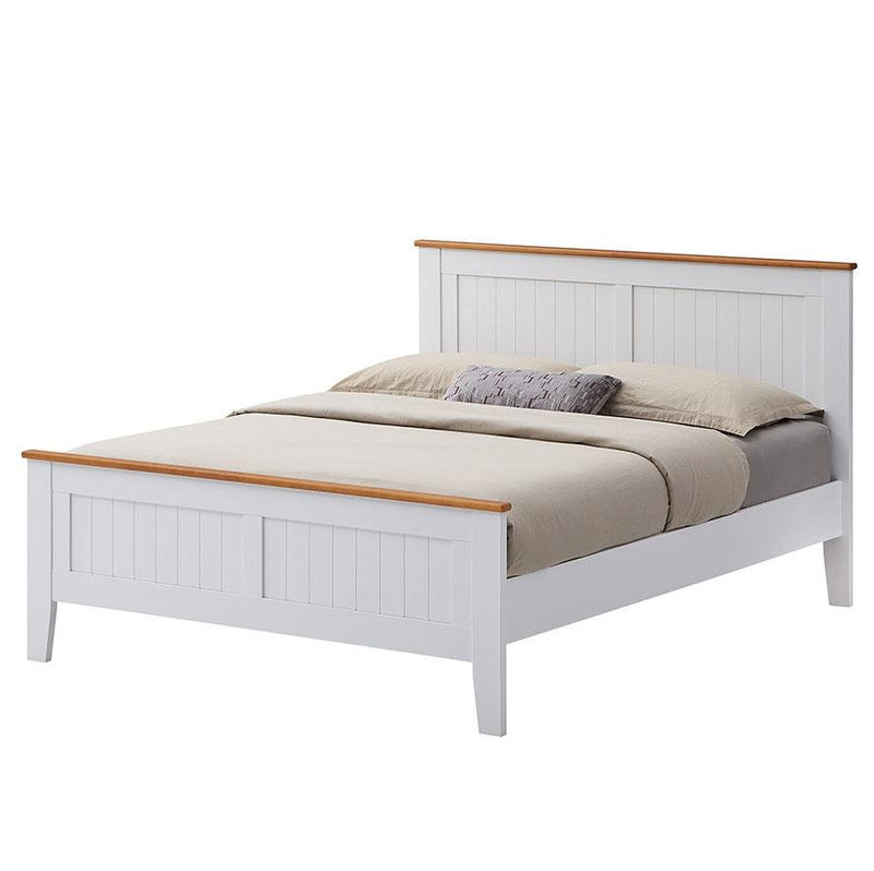 Lobelia Bed Frame Queen Size Mattress Base Solid Rubber Timber Wood - White - John Cootes