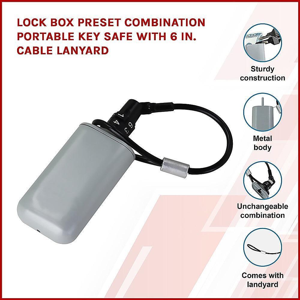 Lock Box Preset Combination Portable Key Safe with 6 in. Cable Lanyard - John Cootes