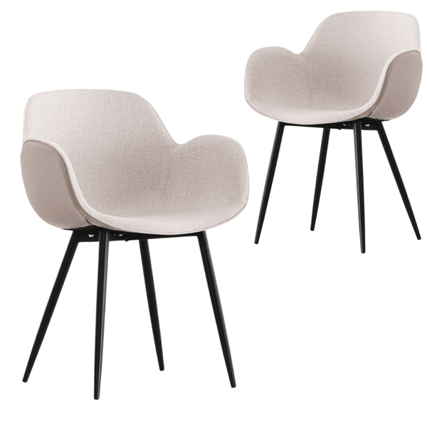 Loney Light Grey Upholstered PU Fabric Dining Chair Set of 2 - John Cootes