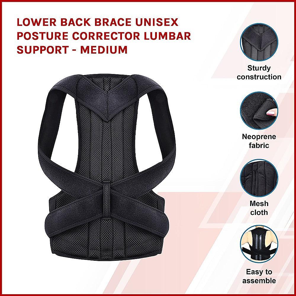 Lower Back Brace Unisex Posture Corrector Lumbar Support - Medium - John Cootes