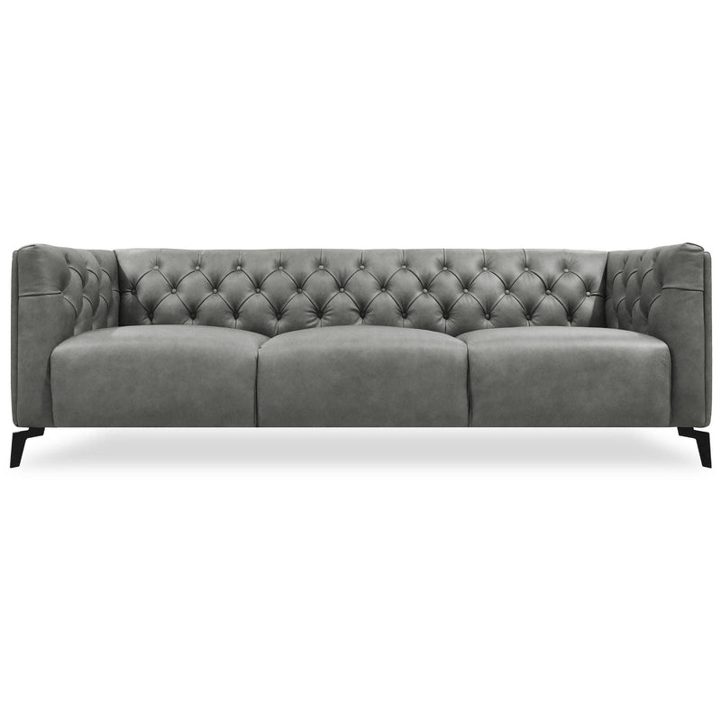 Luxe 2pc Genuine Forli Leather Sofa Set 2.5-3.5 Seater Lounge Couch -Dark Grey - John Cootes