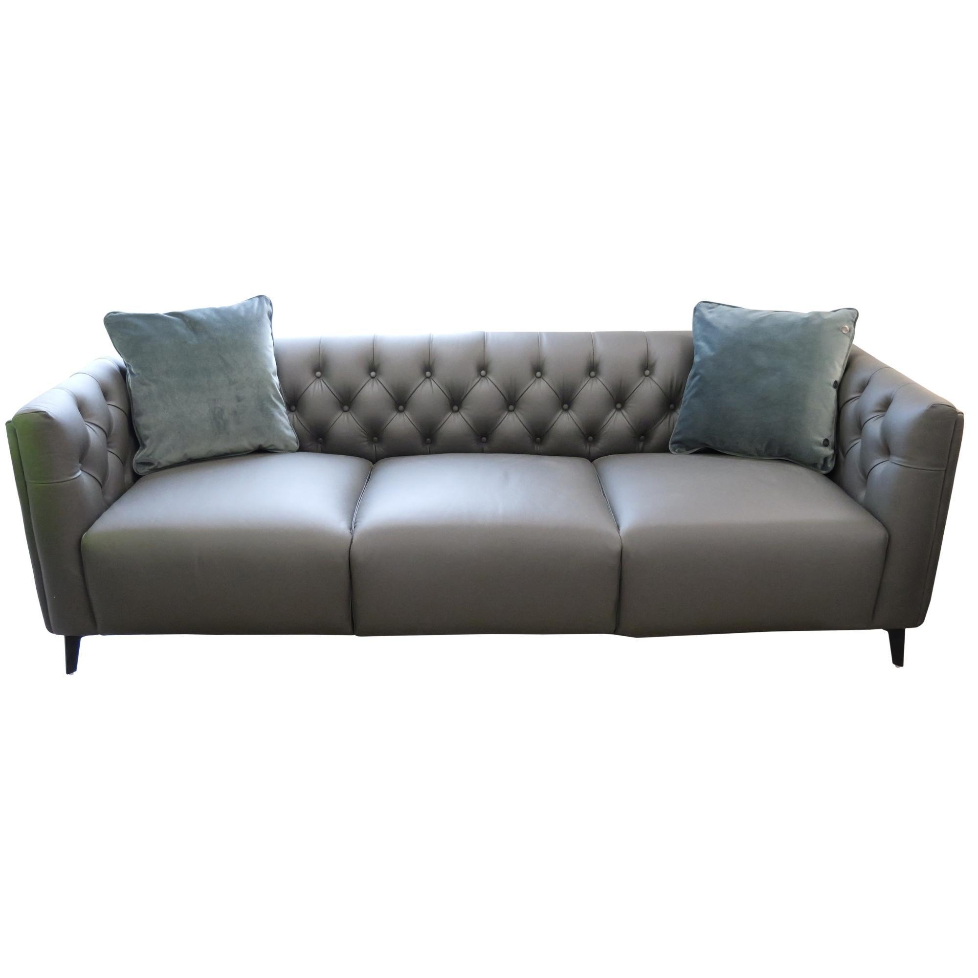 Luxe 2pc Genuine Forli Leather Sofa Set 2.5-3.5 Seater Lounge Couch -Dark Grey - John Cootes