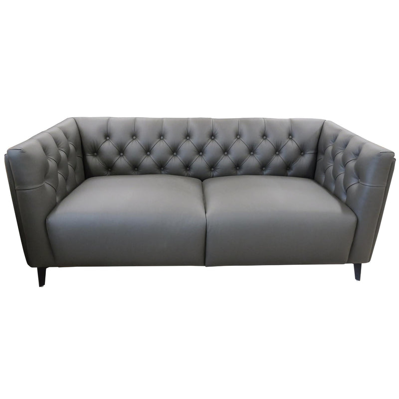 Luxe 2pc Genuine Forli Leather Sofa Set 2.5-3.5 Seater Lounge Couch -Dark Grey - John Cootes