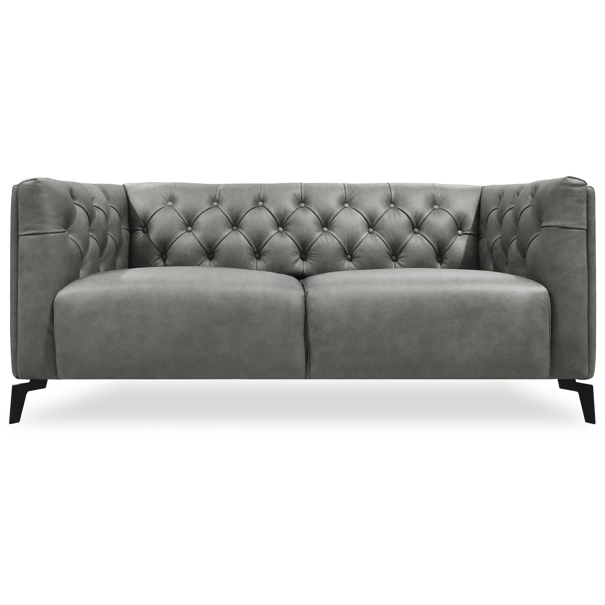 Luxe Genuine Forli Leather Sofa 2.5 Seater Upholstered Lounge Couch - Dark Grey - John Cootes