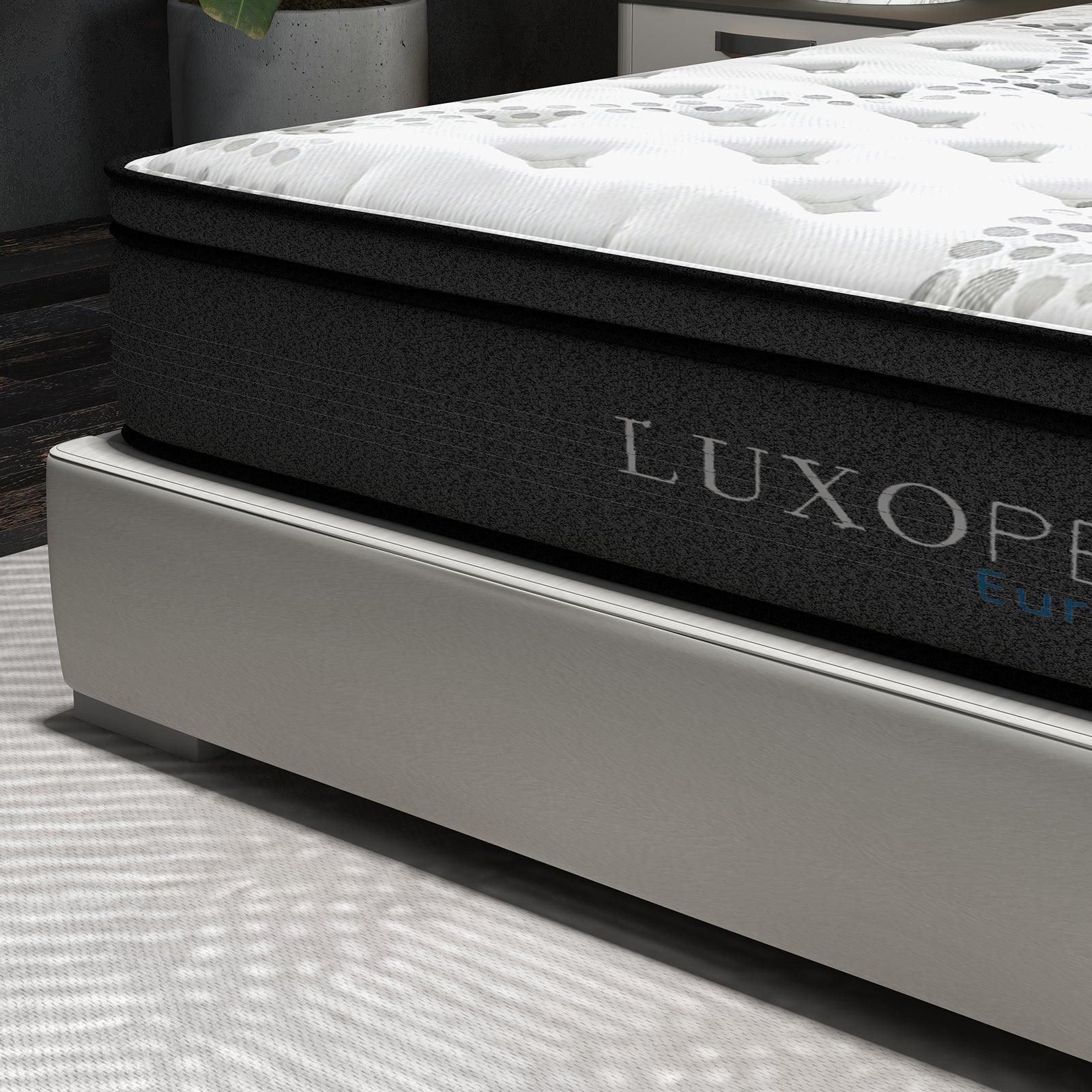 Luxopedic Pocket Spring Mattress 5 Zone 32CM Euro Top Memory Foam Medium Firm - Single - White Grey - John Cootes