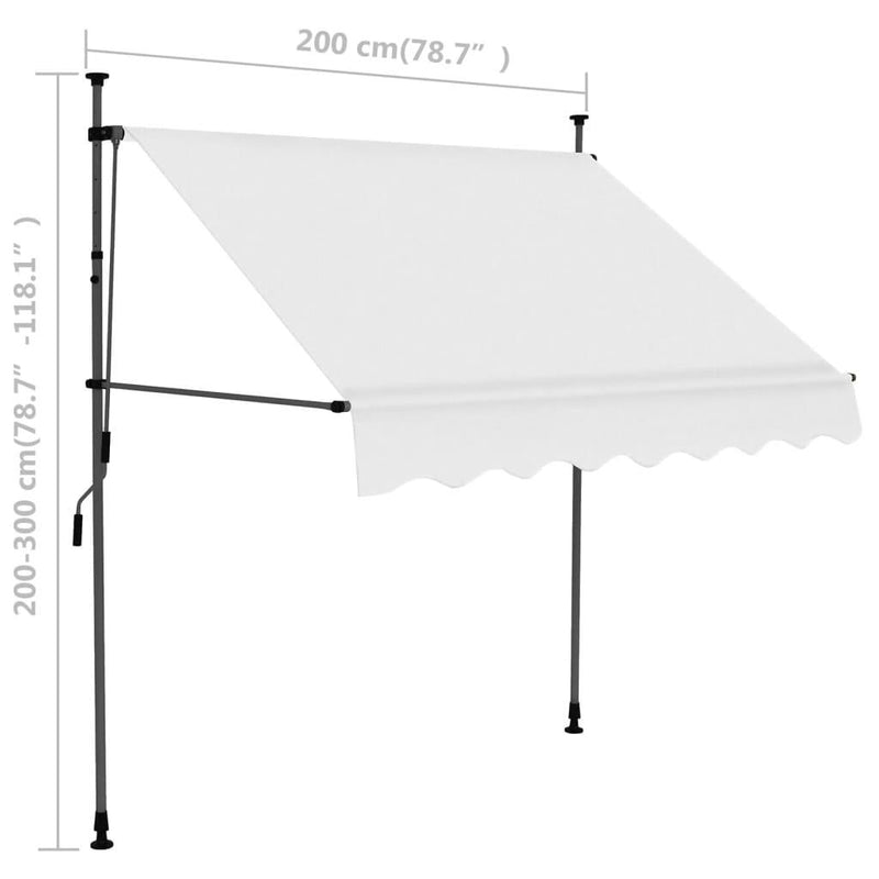 Manual Retractable Awning With Led 200 Cm Cream - John Cootes