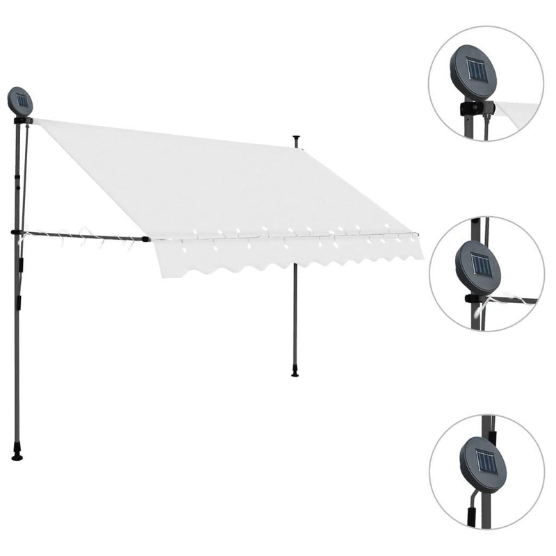 Manual Retractable Awning With Led 250 Cm Cream - John Cootes