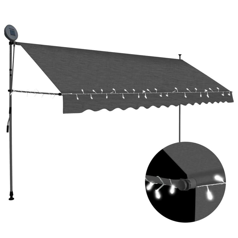 Manual Retractable Awning With Led 400 Cm Anthracite - John Cootes