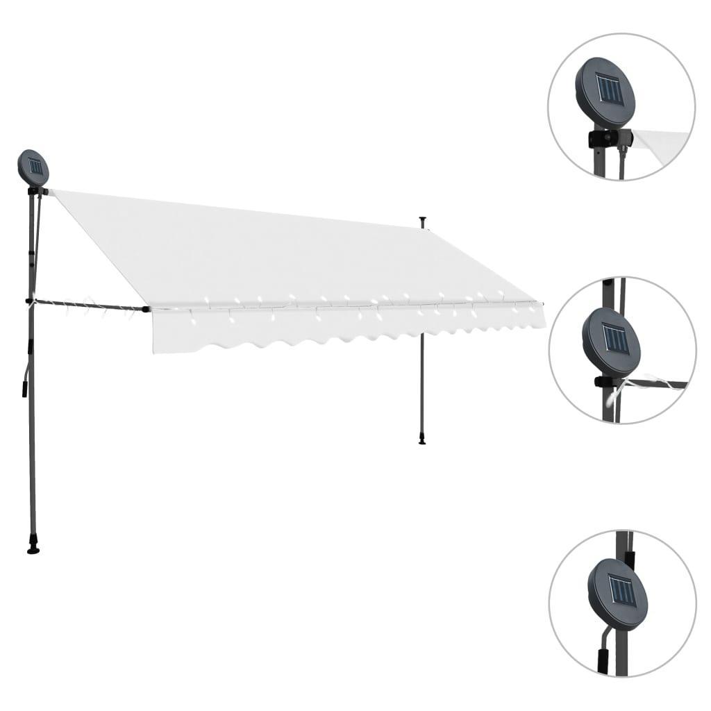 Manual Retractable Awning With Led 400 Cm Cream - John Cootes