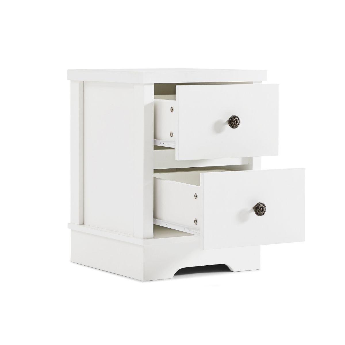 Margaux White Coastal Style Bedside Table - John Cootes