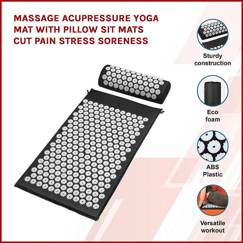 Massage Acupressure Yoga Mat With Pillow Sit Mats Cut Pain Stress Soreness - John Cootes