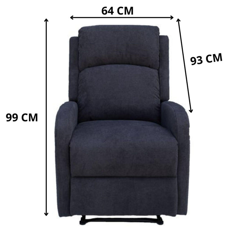 Maxcomfy Fabric Manual Recliner Lounge Arm Chair - Dark Grey - John Cootes