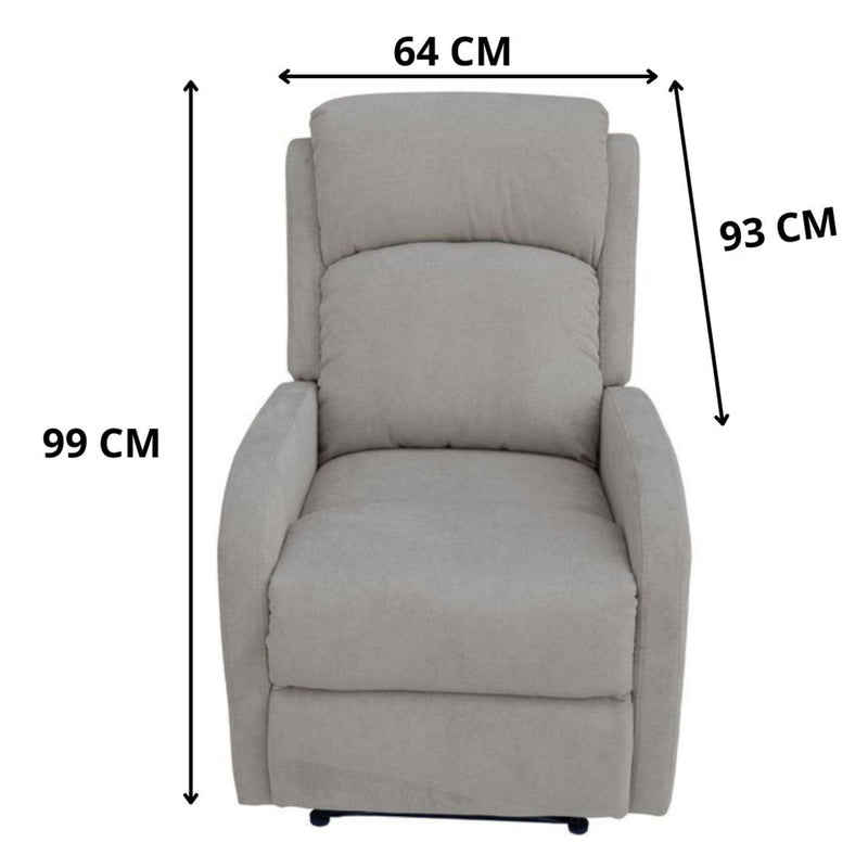 Maxcomfy Fabric Manual Recliner Lounge Arm Chair - Light Grey - John Cootes