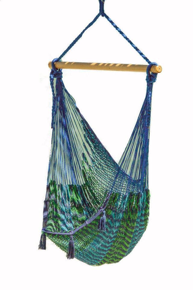 Mayan Legacy Extra Large Outdoor Cotton Mexican Hammock Chair in Caribe Colour - John Cootes