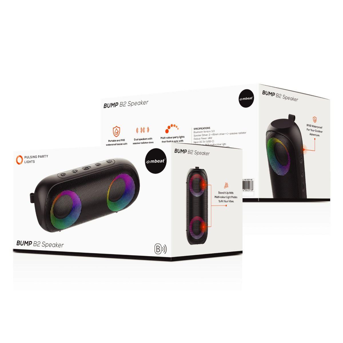 mbeat Bump B2 IPX6 Portable RGB Bluetooth Party Speaker - John Cootes