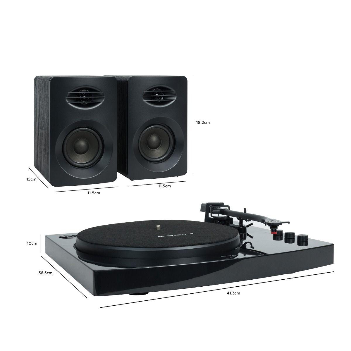 mbeat Pro-M Turntable with Bluetooth Speakers (Black) - John Cootes