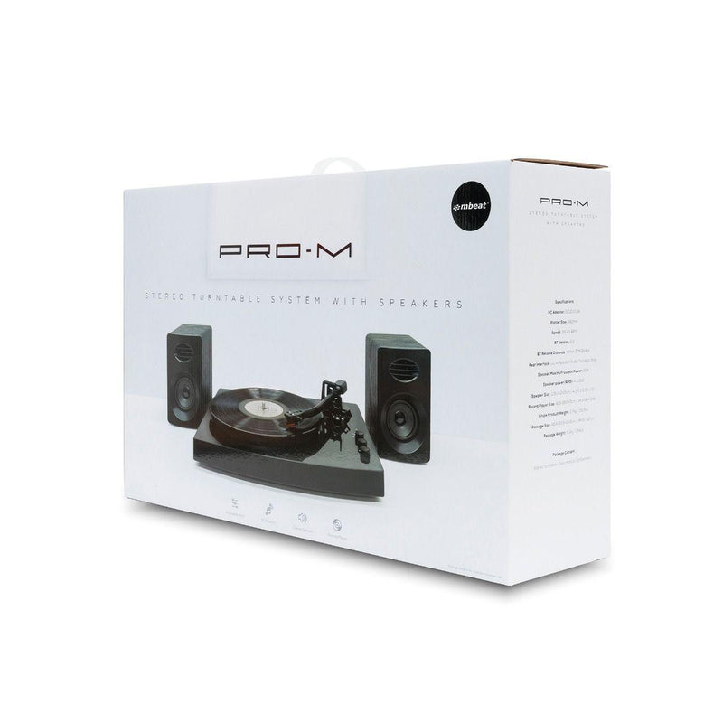 mbeat Pro-M Turntable with Bluetooth Speakers (Black) - John Cootes