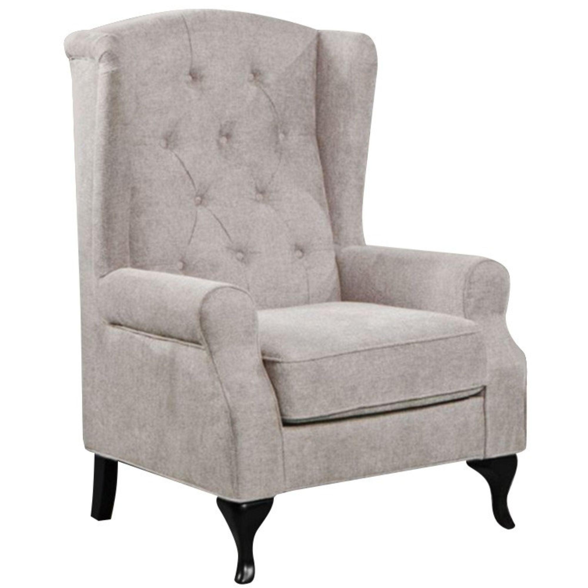 Mellowly Wing Back Chair Sofa Chesterfield Armchair Fabric Uplholstered - Beige - John Cootes