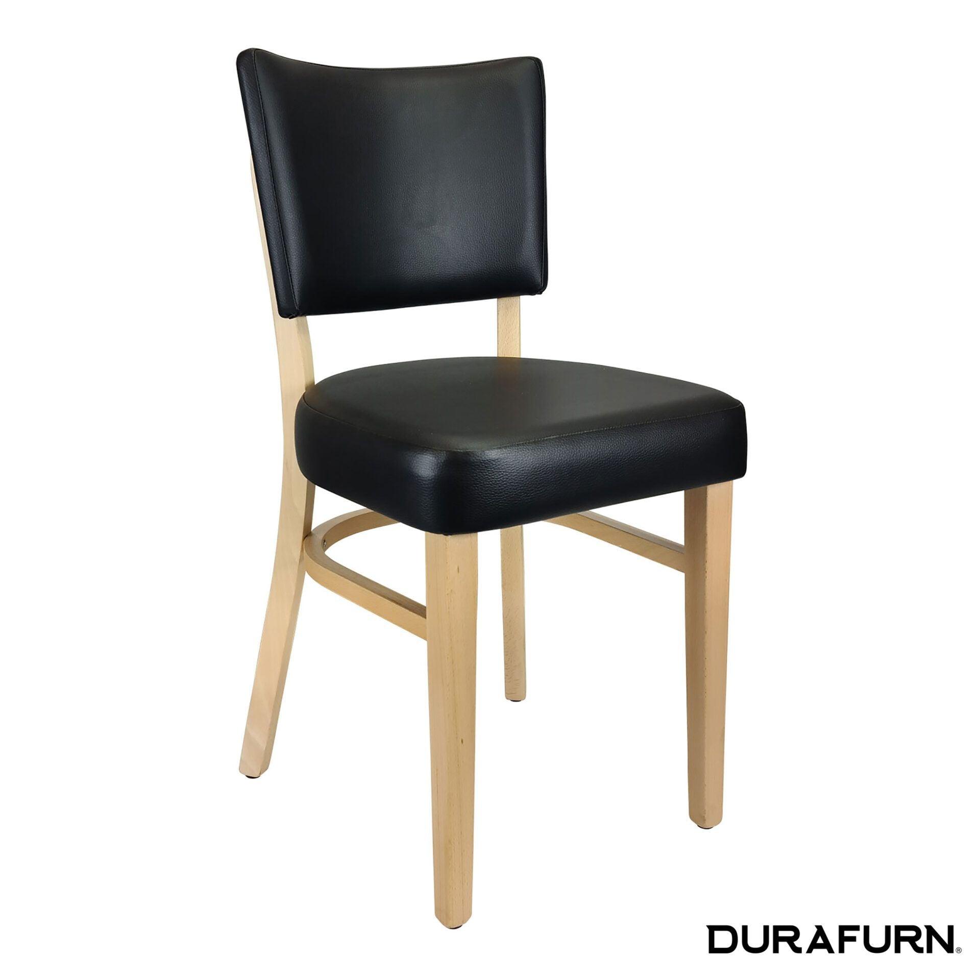 Memphis Chair - Black Dolaro Vinyl Seat and Backrest - Natural Frame - John Cootes