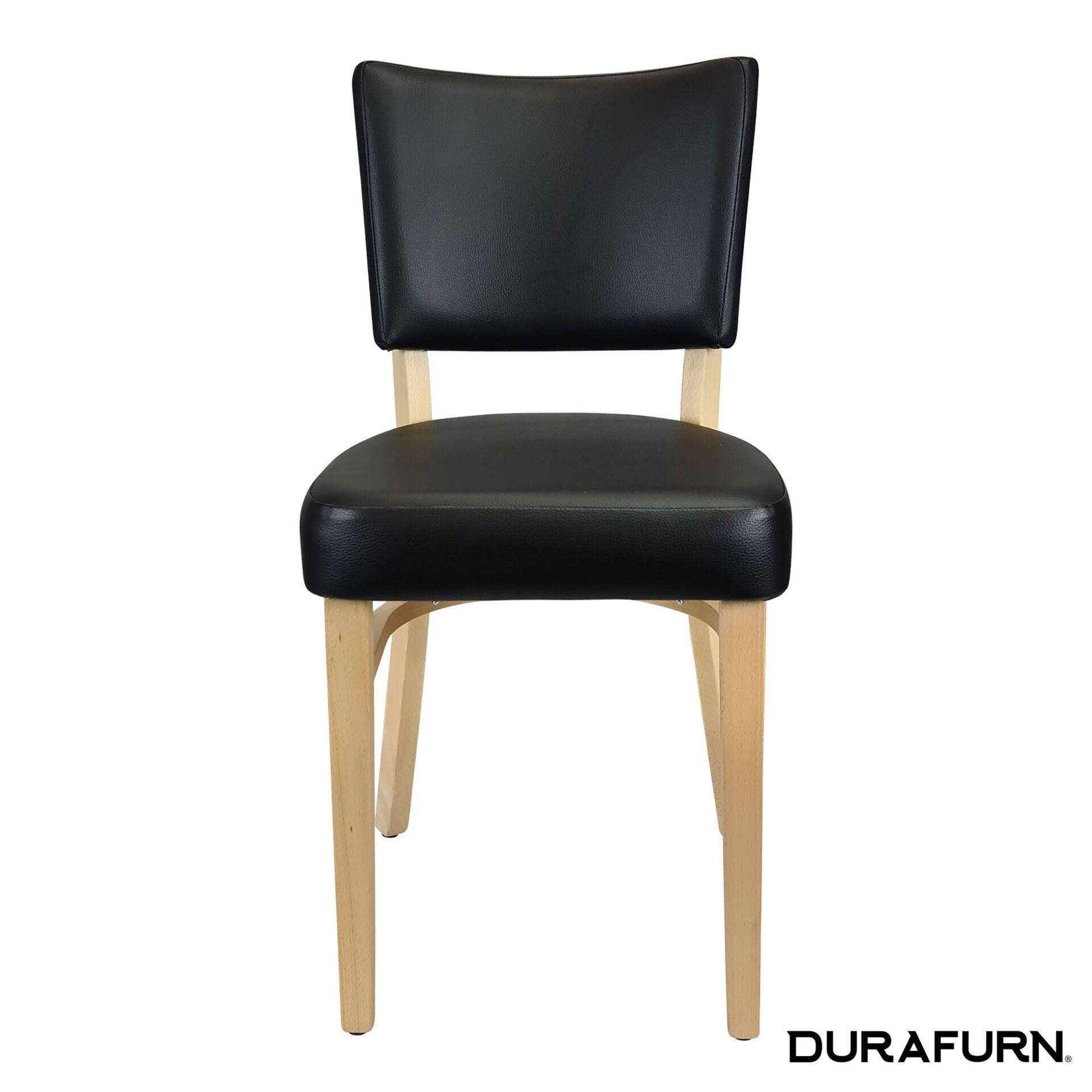 Memphis Chair - Black Dolaro Vinyl Seat and Backrest - Natural Frame - John Cootes