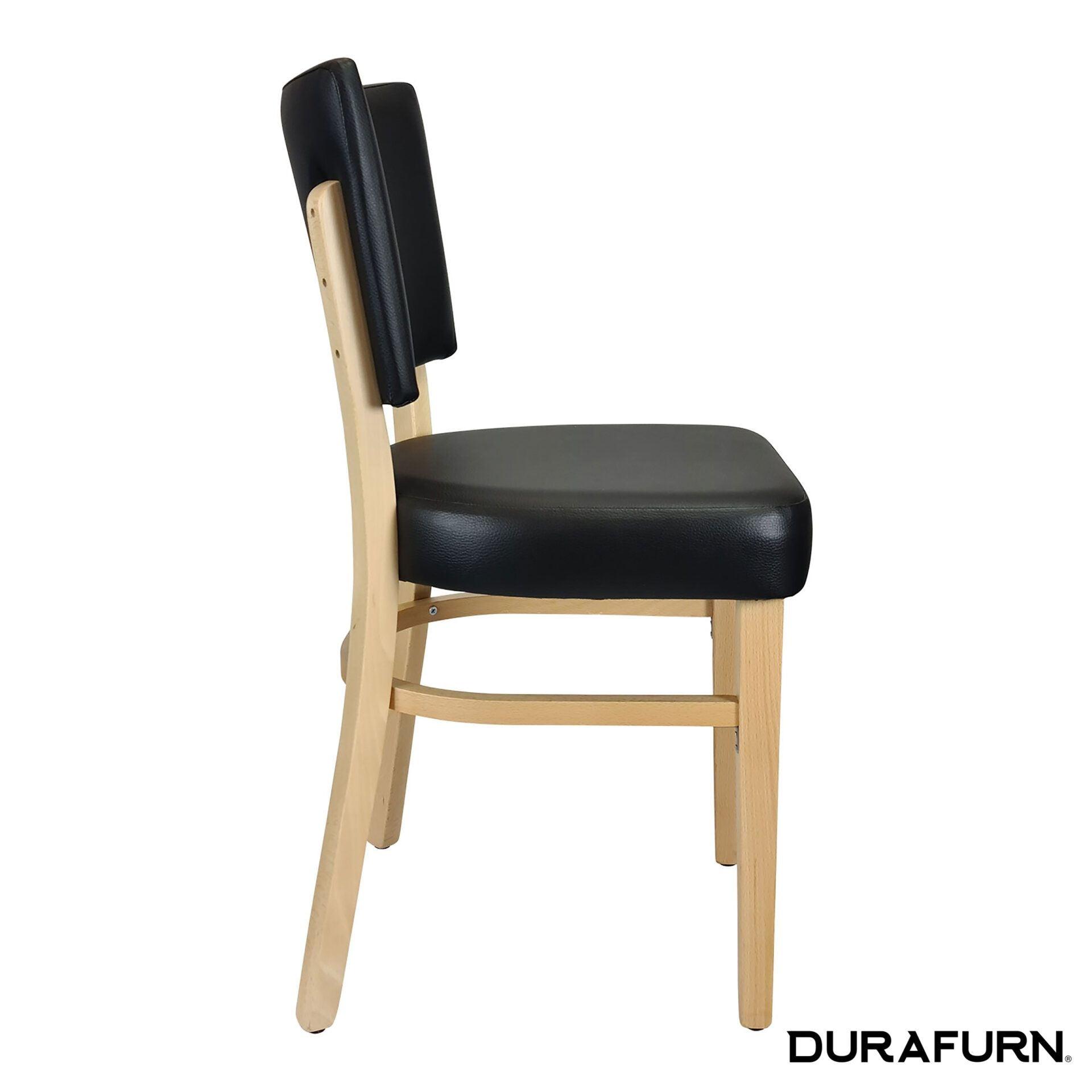 Memphis Chair - Black Dolaro Vinyl Seat and Backrest - Natural Frame - John Cootes