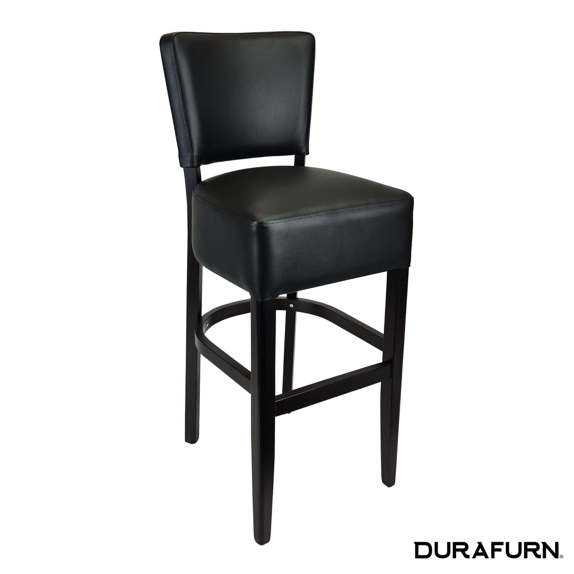 Memphis Club Barstool - Black Dolaro Vinyl Seat and Backrest - Wenge H - John Cootes