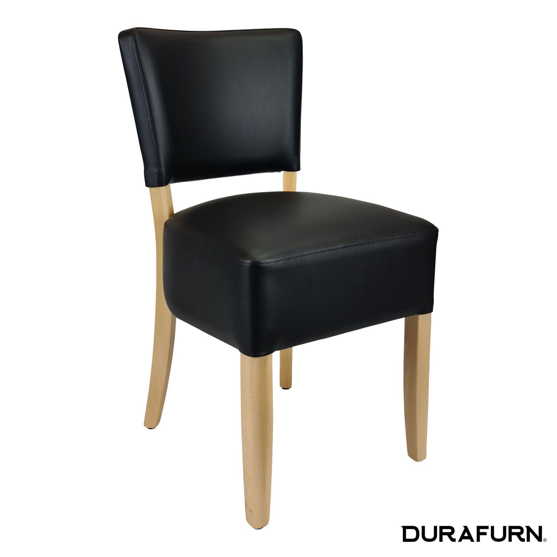 Memphis Club Chair - Black Dolaro Vinyl Seat and Backrest - Natural Frame - John Cootes