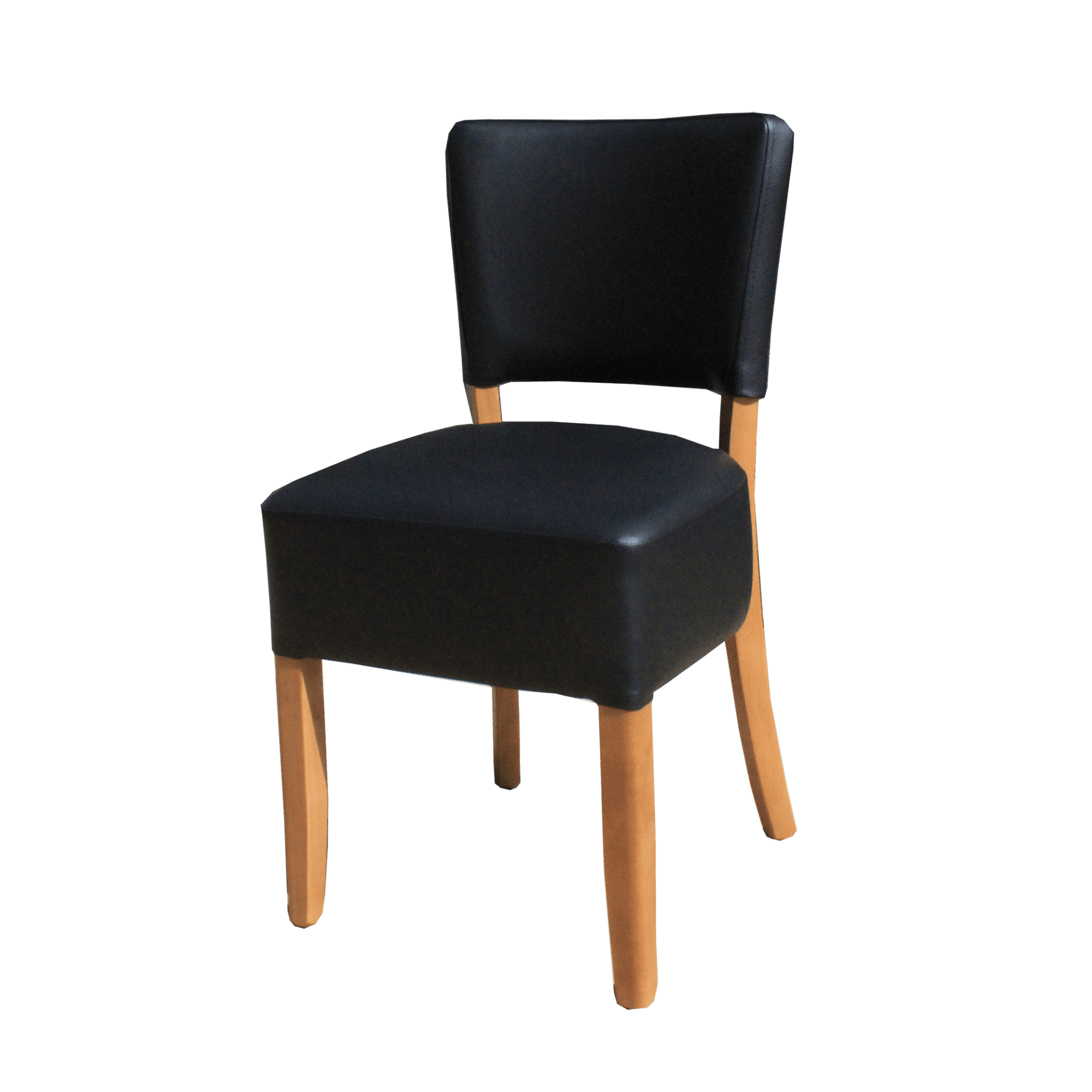 Memphis Club Chair - Black Dolaro Vinyl Seat and Backrest - Natural Frame - John Cootes