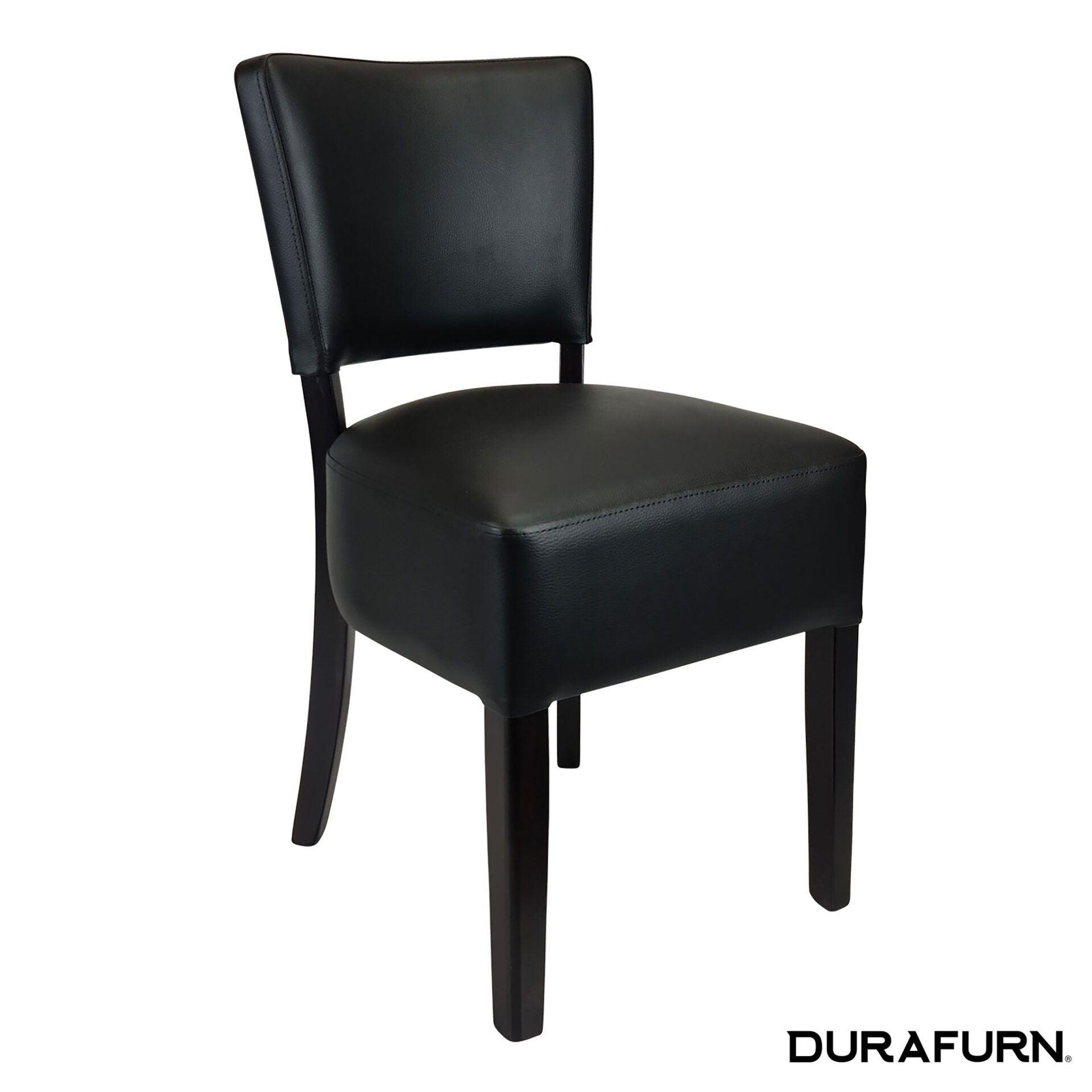 Memphis Club Chair - Black Dolaro Vinyl Seat and Backrest - Wenge Frame - John Cootes