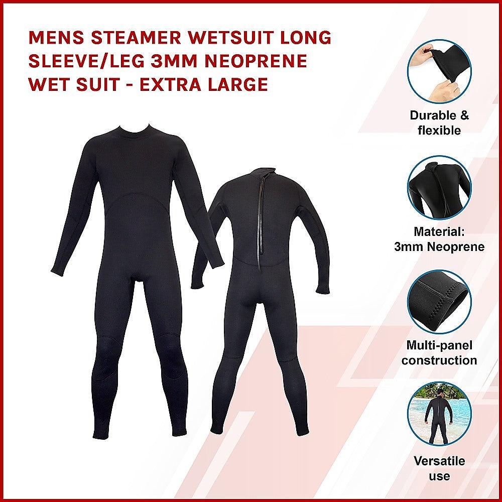 Mens Steamer Wetsuit Long Sleeve/Leg 3mm Neoprene Wet Suit - Extra Large - John Cootes