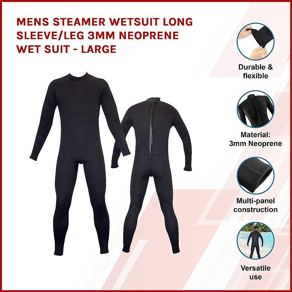 Mens Steamer Wetsuit Long Sleeve/Leg 3mm Neoprene Wet Suit - Large - John Cootes