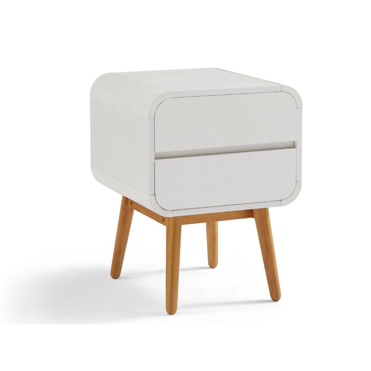 Merlin White Modern Retro Night Stand - John Cootes