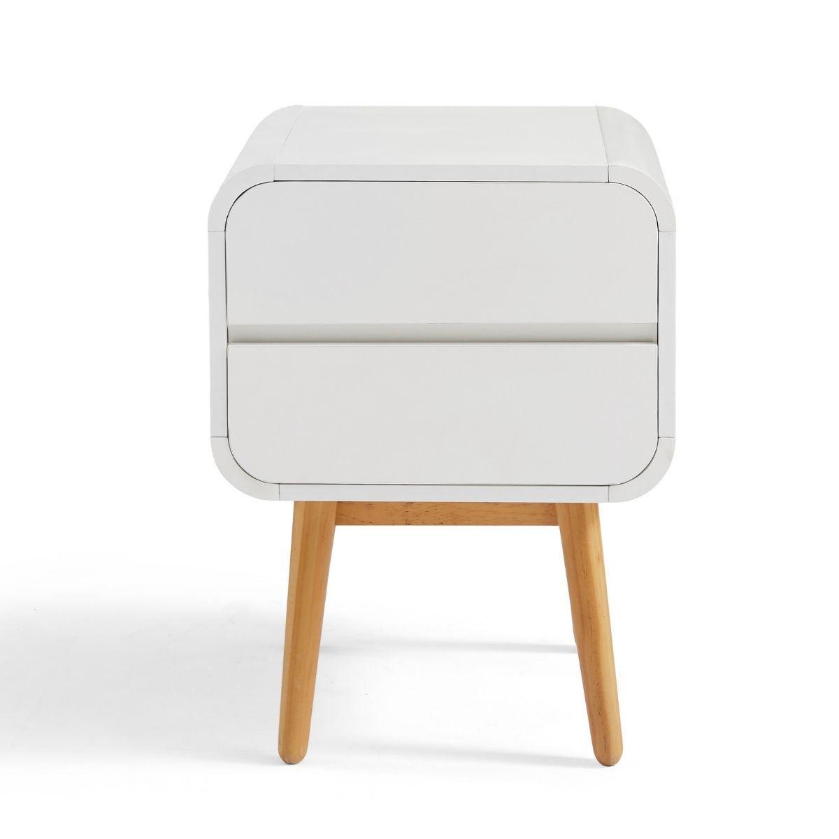 Merlin White Modern Retro Night Stand - John Cootes