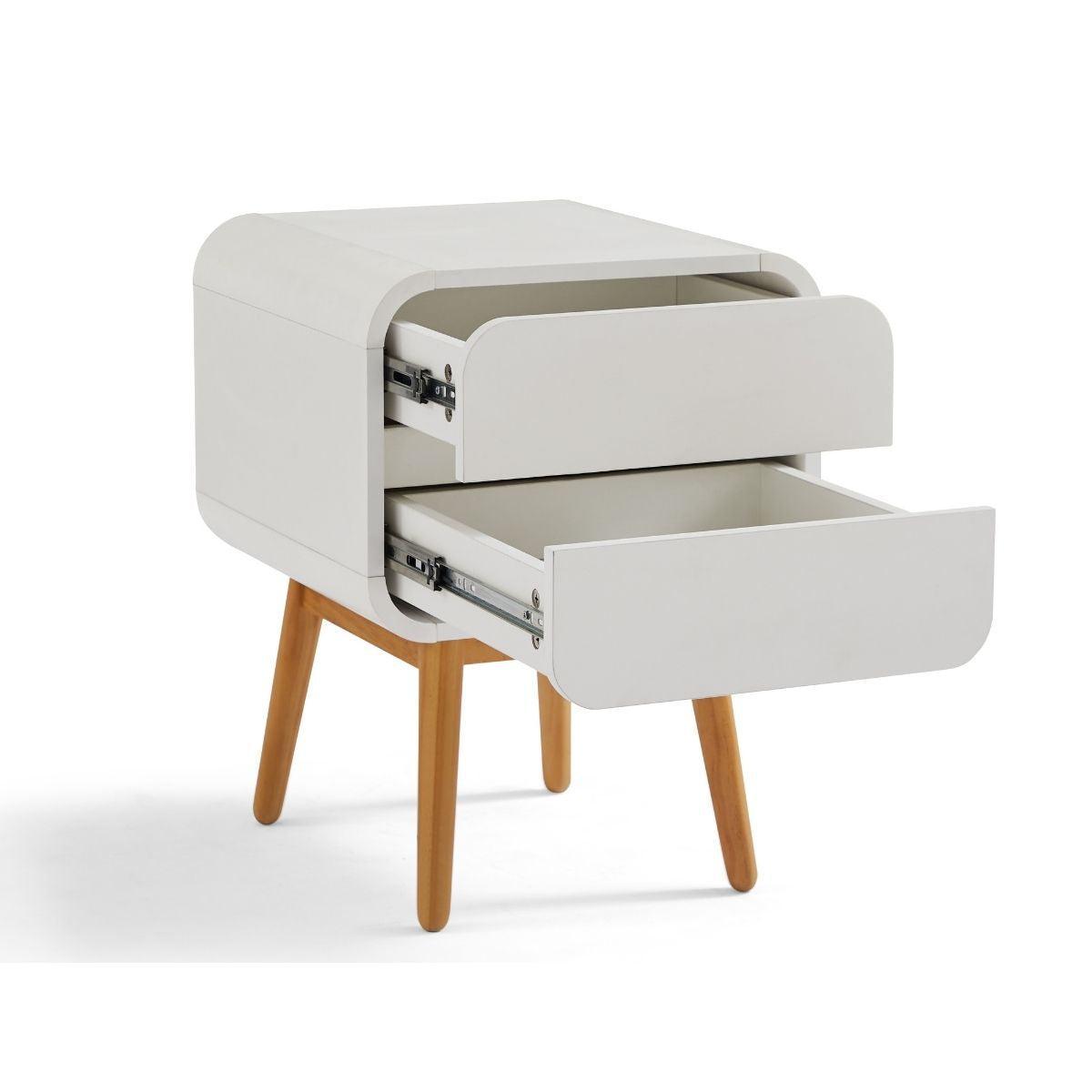 Merlin White Modern Retro Night Stand - John Cootes