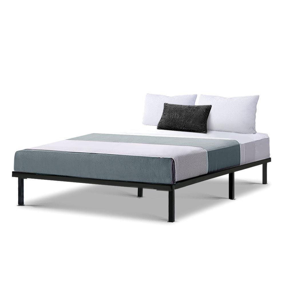 Metal Bed Frame Double Size Mattress Base Platform Foundation Wooden Black TED - John Cootes