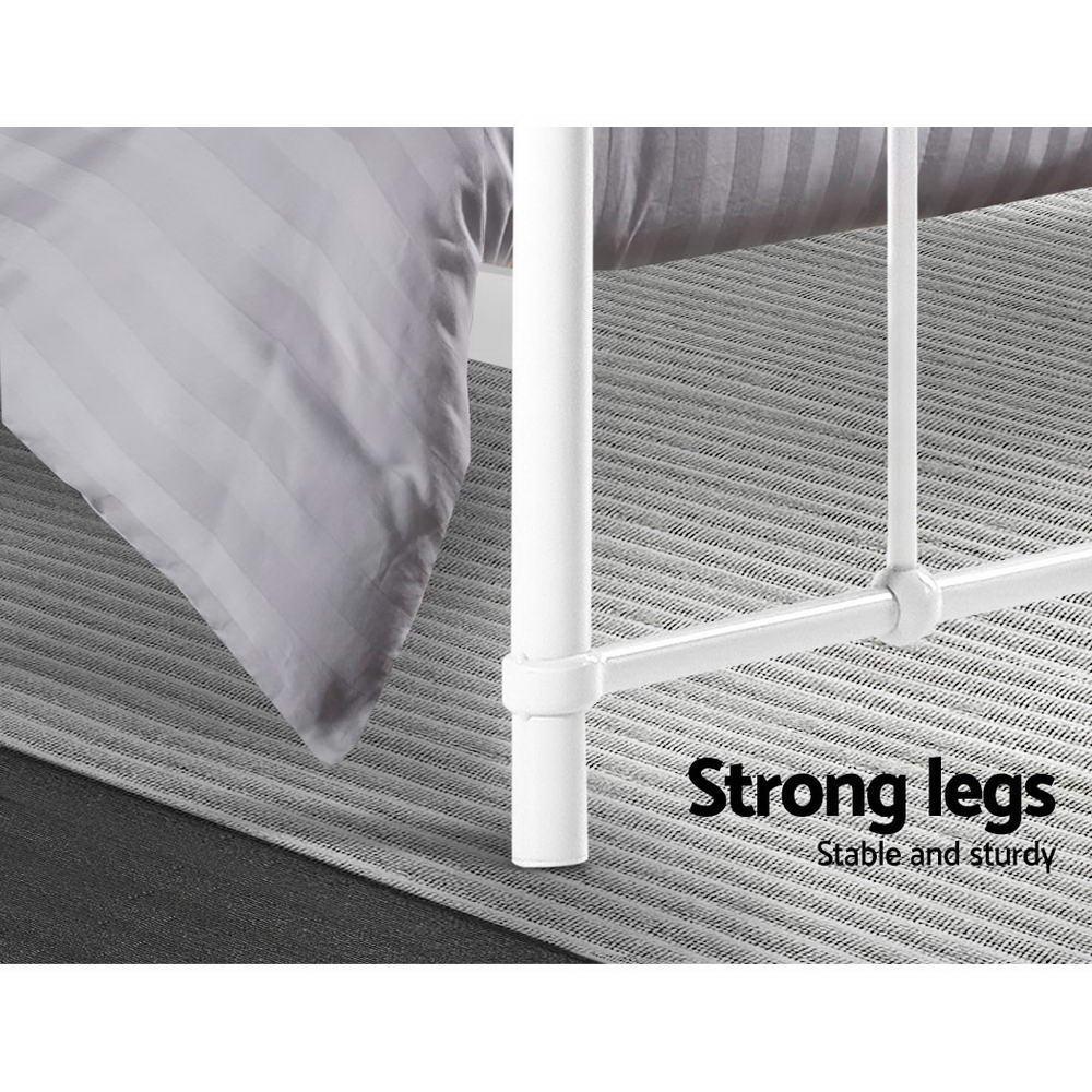 Metal Bed Frame Double Size Platform Foundation Mattress Base Leo White - John Cootes